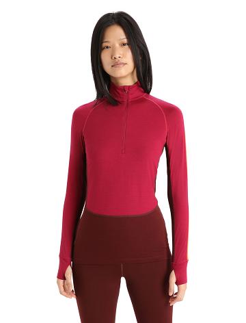 Cherry / Espresso Icebreaker 260 ZoneKnit™ Merino Long Sleeve Half Zip Women's Base Layers | AU 1881YXFU